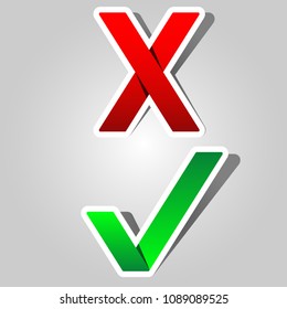 green check mark and red x - paper appearance
