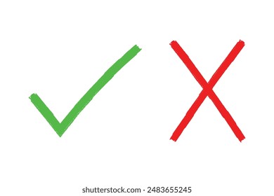 Green check mark and red x sign vector illustration, design element