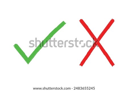 Green check mark and red x sign vector illustration, design element