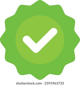 Green check mark seal Icon vector illustration