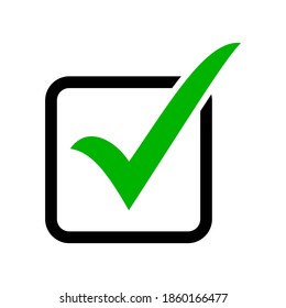 green check mark sign in black square check box. checklist icon isolated on white background. vector illustration