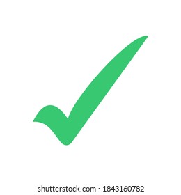 green check mark sign hand drawn style isolated on white background. vector illustration