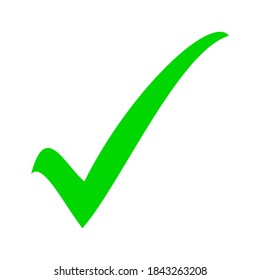 marca de verificación verde signo estilo dibujado a mano aislado en fondo blanco. ilustración vectorial