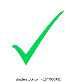 signo de marca de verificación verde dibujado a mano aislado en fondo blanco. ilustración vectorial