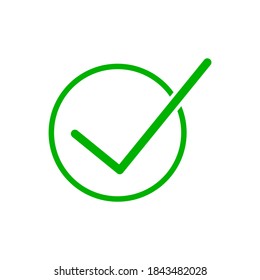 marca de verificación verde en círculo verde. vector de icono aprobado aislado en fondo blanco
