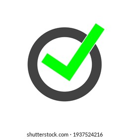 green check mark sign on black circle check box. checklist icon isolated on white background. vector illustration