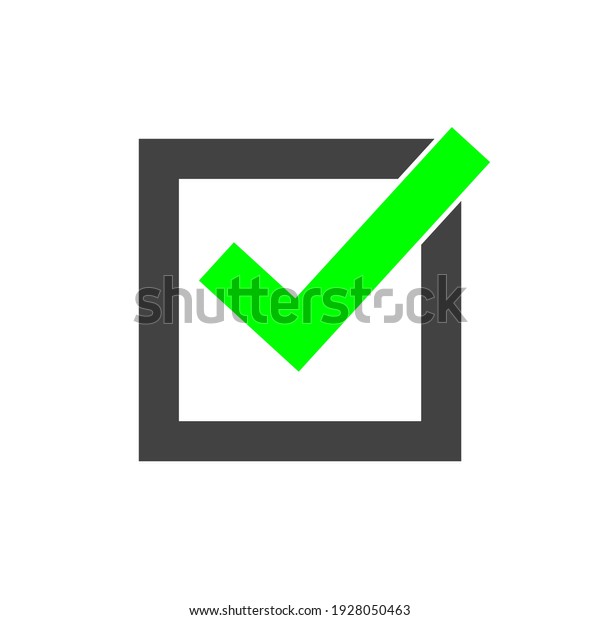 green check mark\
sign tick in black check box. checklist icon isolated on white\
background. vector\
illustration