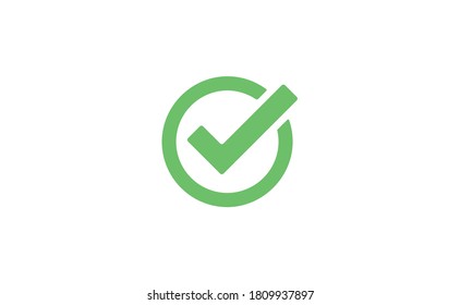 Marca de verificación verde. Símbolo de aprobación. Símbolo de marca aprobado dentro de un círculo.