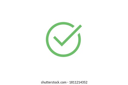 Marca de verificación verde. Símbolo de aprobación. Símbolo de marca aprobado dentro de un círculo.