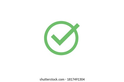 Green check mark. Symbol of approval. Approved tick symbol inside a circle.