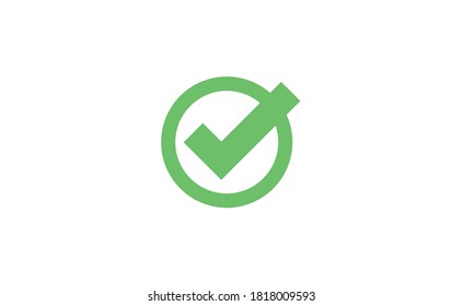 Marca de verificación verde. Símbolo de aprobación. Símbolo de marca aprobado dentro de un círculo.