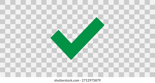 Grünes Häkchensymbol auf transparentem Hintergrund