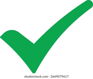 Símbolo de marca de verificação verde representando exatidão, aprovação e validação. Ideal para aplicativos, documentos, formulários e tarefas digitais. Ilustração vetorial simples para uso de design moderno.