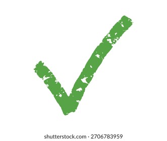 grünes Häkchen Textur Grunge Element Doodle handgezeichnetes Symbol. Häkchen Zeichnung akzeptierte Linie Clipart-Symbol. Vektorgrafik