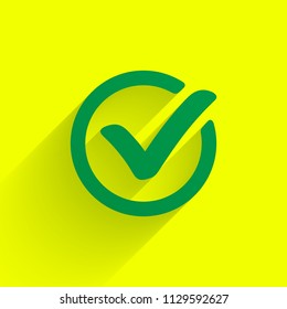 Green check mark. Tick symbol, icon, sign or web button. Vector.