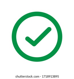 Icono vectorial de marca verde en un círculo aislado en fondo blanco. 