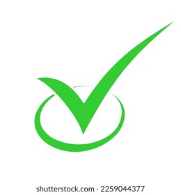 Green check mark vector icon with circle. Checkmark Illustration.