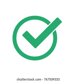 Green check mark  vector icon eps10.Green check mark icon in a circle. Tick symbol in green color, vector illustration. 