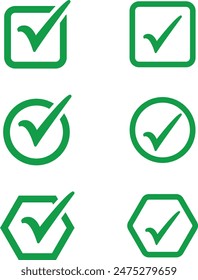  green check mark vector set