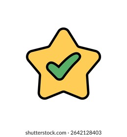 Green Check Mark in Yellow Star Vector