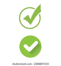 Marcas de verificación verdes en diferentes variantes, pegatinas.