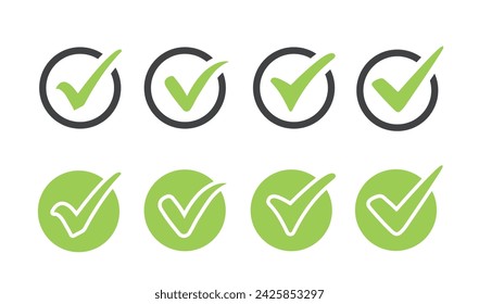 Marcas de verificación verdes en diferentes variantes.