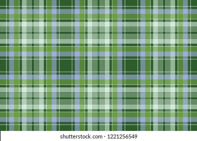 Green check plaid fabric texture pixel seamless pattern. Vector illustration.