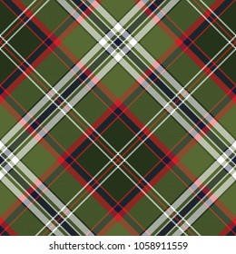 Green check plaid pixel seamless fabric texture. Vector illustration.