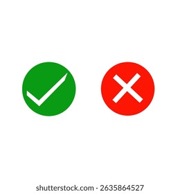 Green check and red cross icons representing correct and incorrect choices on a white background.
