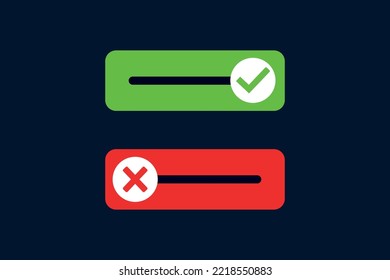 Comprobación verde y marca de cruce roja con botones rechazados aprobados elemento de ilustración vectorial