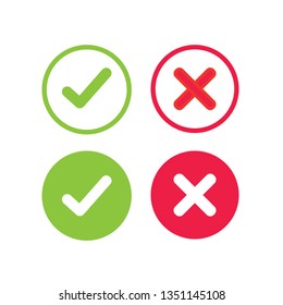 green check and red cross symbols, squared vector signs. Element of web icon for mobile concept and web apps- illustration
