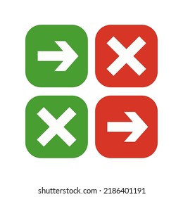 green check and red cross symbols, rhombus vector signs