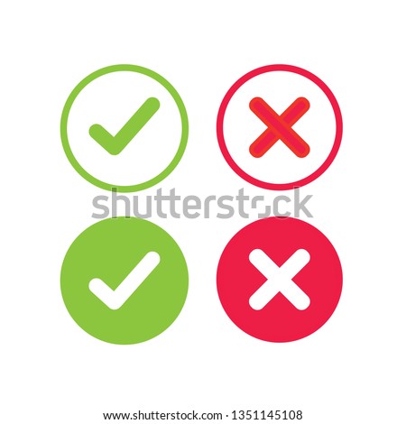 green check and red cross symbols, squared vector signs. Element of web icon for mobile concept and web apps- illustration
