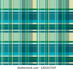 Green check seamless pattern. English, scottish, irish tartan. Vector illustration.