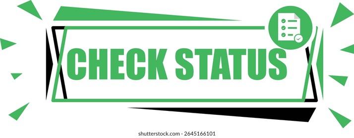 Green check status button, with checks icon in the top right, can be used to check progress status in website and application. using outline style and transparent fill for dark mode