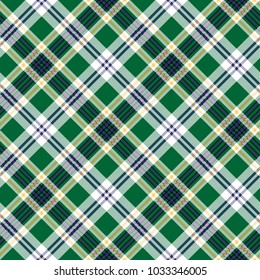 Green check tartan fabric texture seamless pattern. Vector illustration.
