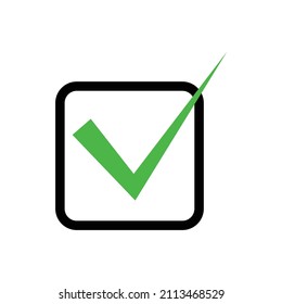 Green checkbox icon. Confirmation and authentication. Vector