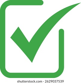 Ícone De Caixa De Seleção Verde: Gráfico De Confirmação De Êxito, 
Marca De Escala Verificada: Símbolo De Estado Aprovado, 
Marca de seleção de conclusão: Ícone de confirmação positiva.