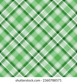 Green checked seamless pattern. Tartan plaid diagonal ornament. Traditional abstract geometric design