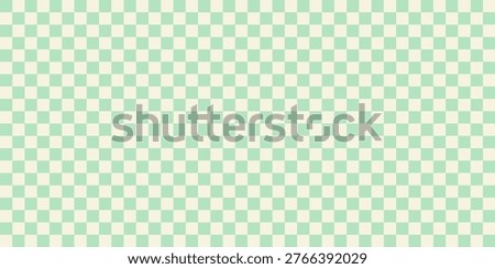 Green Checker Seamless Pattern. Geometry Green White Checkerboard Background. Monochrome Grid Vector Bg Print. Retro Grid Seamless Pattern for Trendy Design, Textile, Packaging. Spring Texture