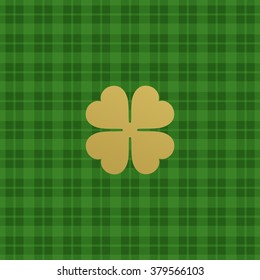 Green checkered pattern with clover leaf. Vector illustration EPS10