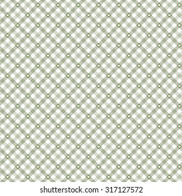 green checkered table cloth background with white hearts