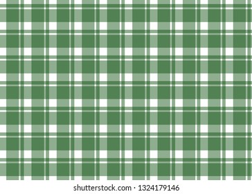 Green checkered tablecloth. Green gingham seamless pattern. Texture from squares for plaid, tablecloths and other textile products. Vector illustration