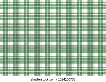 Green checkered tablecloth. Green gingham seamless pattern. Texture from squares for plaid, tablecloths and other textile products. Vector illustration