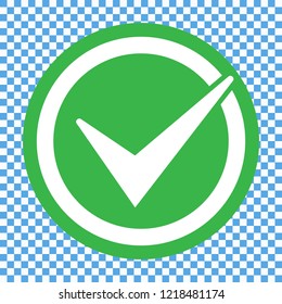 Green checklist icon in circle, chec mark icon vector