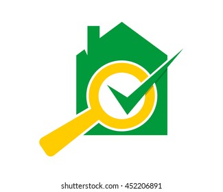 green checklist magnifier magnifying glass home housing house residence real estate image vector icon