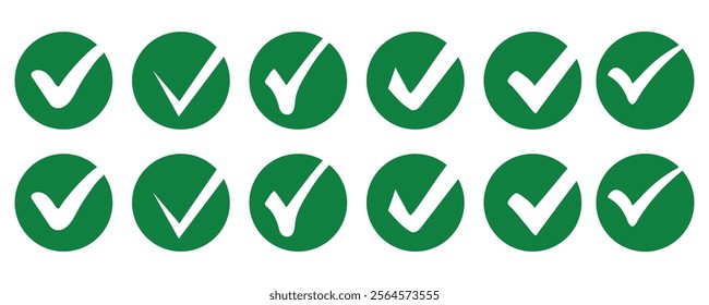 Green checkmark for checklist. Green check mark icon on a transparent background, correctness, approval, verification, completion, or success.