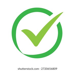 A green checkmark in a circle on a black background