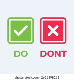 Green checkmark in a circle with the word do and a red x in a circle with the word dont.