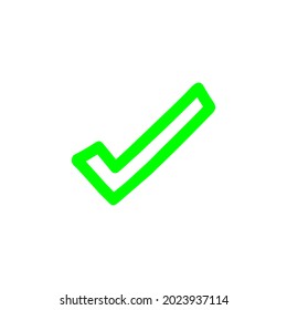 Green Checkmark hand drawn outline. Vector Illustration.